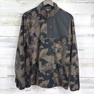 Starter Mens Camo Fleece Pullover 1/4 Zip Jacket Sweatshirt‎ Size M Olive Green